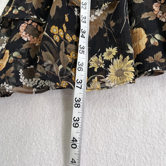 ROBERT RODRIGUEZ Floral Print Tiered Ruffled Dress Womens Large Black Sheer - Picture 15 of 16